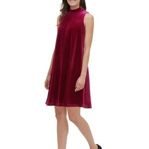 Nick and Nash mock neck velvet sleeveless red dress SzPS